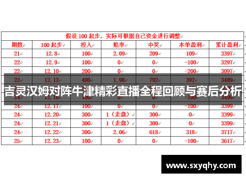 吉灵汉姆对阵牛津精彩直播全程回顾与赛后分析
